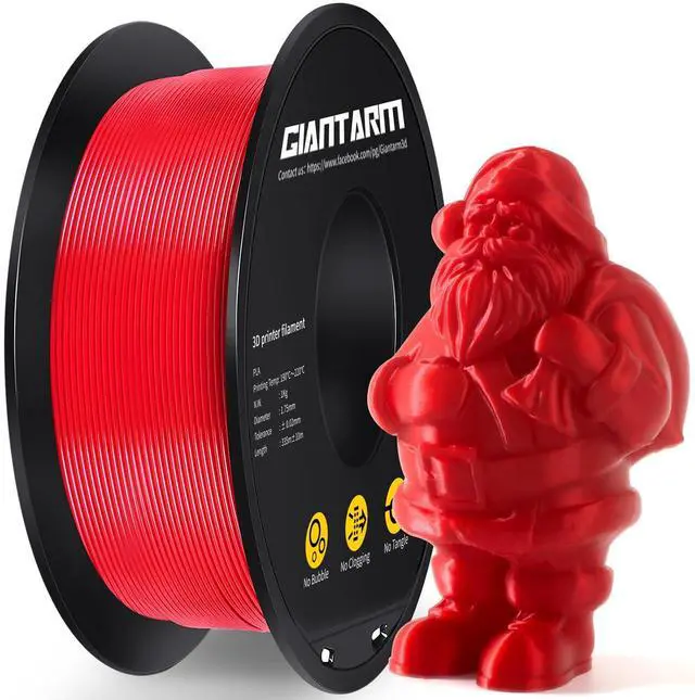 Main image of GIANTARM 3D Printer Filament, Red Pla Filament, 1Kg(2.2lbs) Spool, 1.75mm Dimension Accuracy +/- 0.03mm, 3D Printing Filament