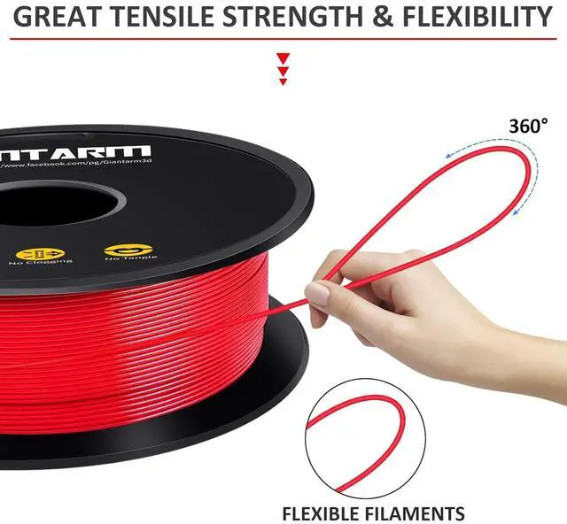 Alt view image 5 of 7 - GIANTARM 3D Printer Filament, Red Pla Filament, 1Kg(2.2lbs) Spool, 1.75mm Dimension Accuracy +/- 0.03mm, 3D Printing Filament