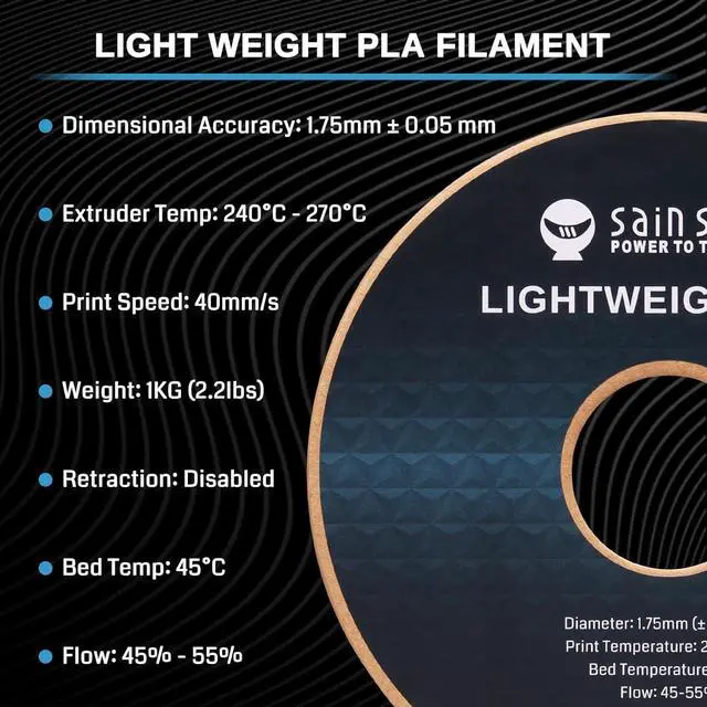 Alt view image 4 of 7 - SainSmart Light Weight Filament 1.75mm, LW-PLA Low-Density Active Foaming 3D Printer Filament for RC Planes Drone Parts and Cosplay, White PLA Filament, 1KG