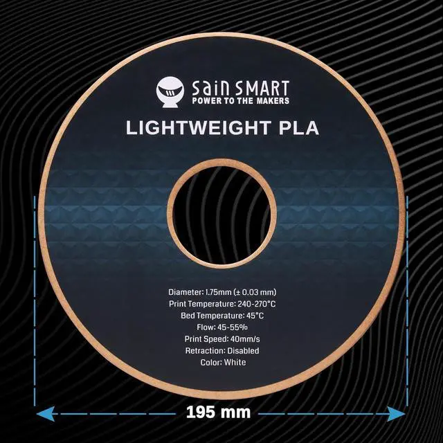 Alt view image 6 of 7 - SainSmart Light Weight Filament 1.75mm, LW-PLA Low-Density Active Foaming 3D Printer Filament for RC Planes Drone Parts and Cosplay, White PLA Filament, 1KG
