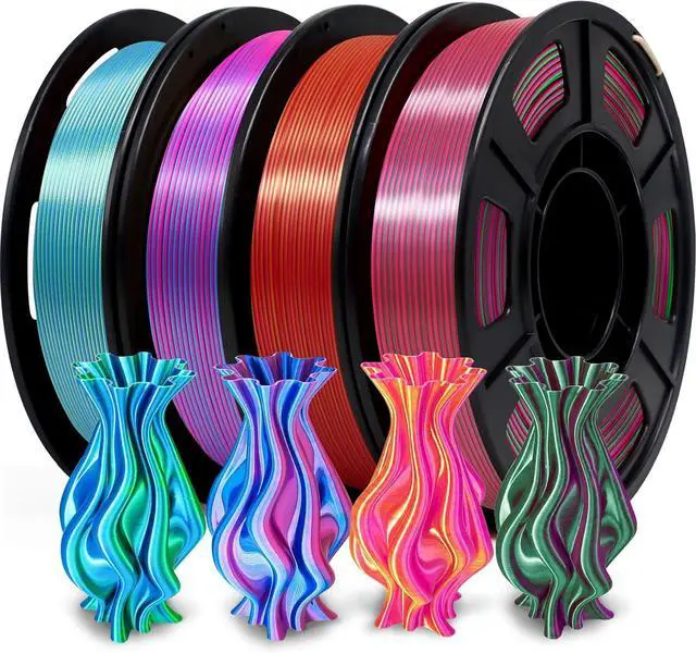Main image of YOUSU Silk Dual Color PLA Filament 3D Filament Coextrusion PLA Multicolor PLA Filament 1.75mm (± 0.03 mm) Compatible with Most of 3D Printer, 4x250g Silk Pack A
