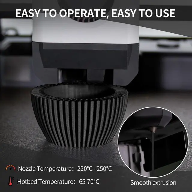 Alt view image 2 of 7 - Carbon Fiber PLA Filament 1.75mm, TINMORRY PLA-CF 3D Printing Filament, Highly Compatible with Bambu FDM 3D Printer, 1 KG 1 Spool, Black