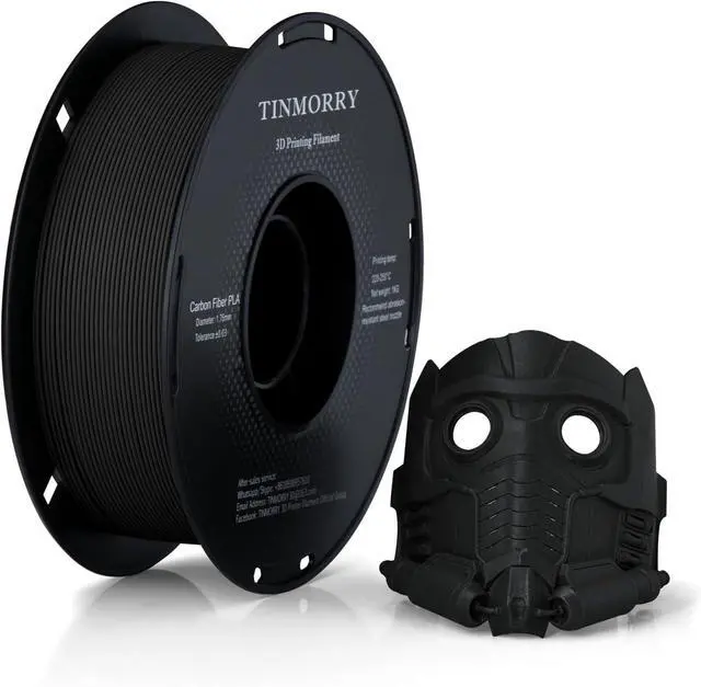 Main image of Carbon Fiber PLA Filament 1.75mm, TINMORRY PLA-CF 3D Printing Filament, Highly Compatible with Bambu FDM 3D Printer, 1 KG 1 Spool, Black