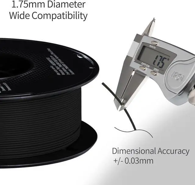 Alt view image 3 of 7 - Carbon Fiber PLA Filament 1.75mm, TINMORRY PLA-CF 3D Printing Filament, Highly Compatible with Bambu FDM 3D Printer, 1 KG 1 Spool, Black