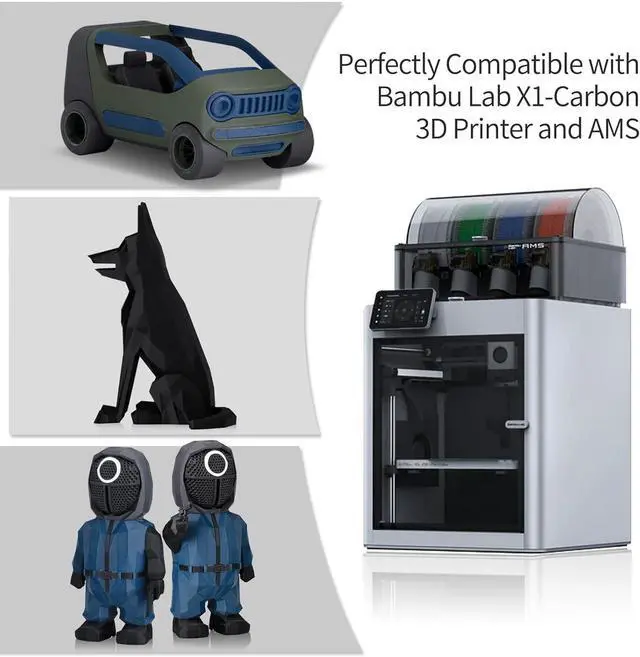 Alt view image 6 of 7 - Carbon Fiber PLA Filament 1.75mm, TINMORRY PLA-CF 3D Printing Filament, Highly Compatible with Bambu FDM 3D Printer, 1 KG 1 Spool, Black