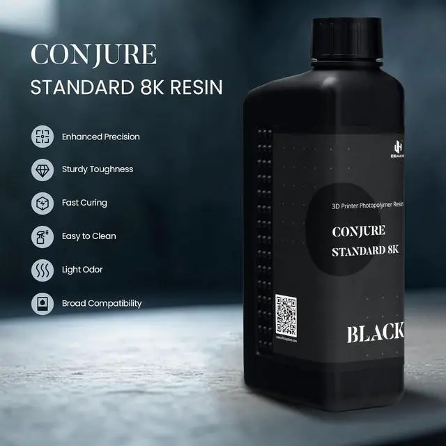Alt view image 6 of 6 - 1KG 3D Printing Resin Conjure Standard Resin, Upgraded High Precision 405nm Standard UV Light Curing Photopolymer Fast Curing Resin for LCD/DLP/MSLA 3D Printer (Slate Grey, 1kg)