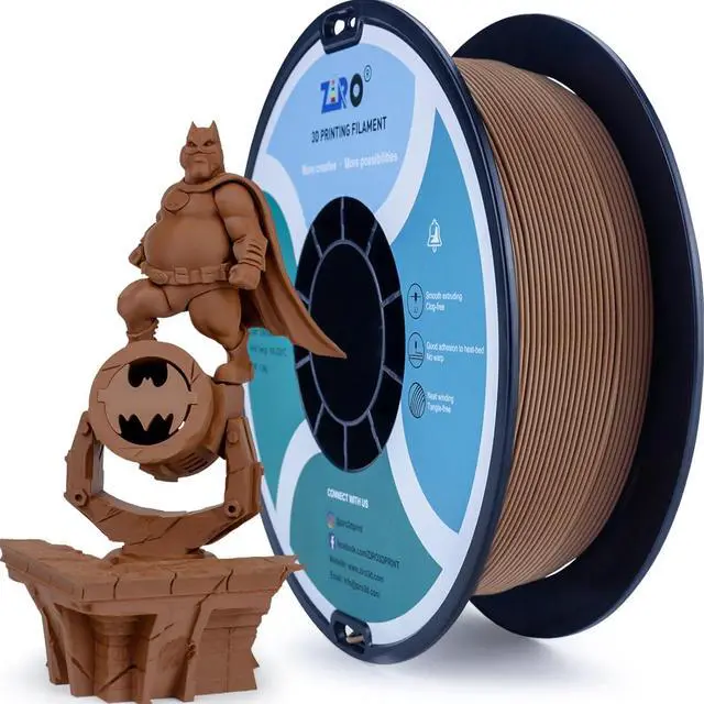 Main image of ZIRO Matte PLA Filament 1.75mm,1KG 3D Printer Filament,High Toughness PLA,Dimensional Accuracy +/- 0.03mm,Matte PLA Chocolate