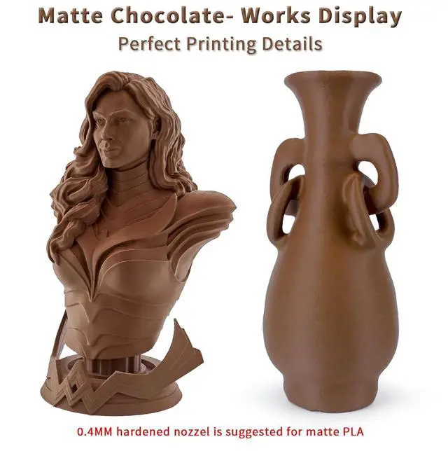 Alt view image 5 of 5 - ZIRO Matte PLA Filament 1.75mm,1KG 3D Printer Filament,High Toughness PLA,Dimensional Accuracy +/- 0.03mm,Matte PLA Chocolate