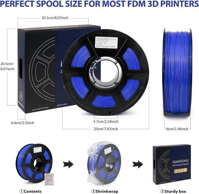 Alt view image 7 of 7 - ASA Filament 1.75mm, UV/Heat Resistant/Weather Resistant ASA 3D Printer Filament, Perfect for Printing Outdoor Functional Parts, Blue Filament 1kg(2.2lbs) Spool