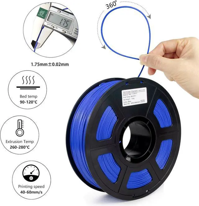 Alt view image 4 of 7 - ASA Filament 1.75mm, UV/Heat Resistant/Weather Resistant ASA 3D Printer Filament, Perfect for Printing Outdoor Functional Parts, Blue Filament 1kg(2.2lbs) Spool