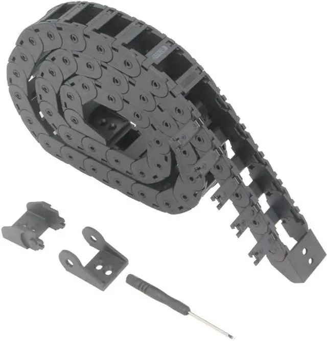 Main image of Zeberoxyz 15x20mm Drag Chain Length 1Meter Open Type Black Plastic Cable Carrier R28 with 1Kit End Connectors for 3D Printer and CNC Machines