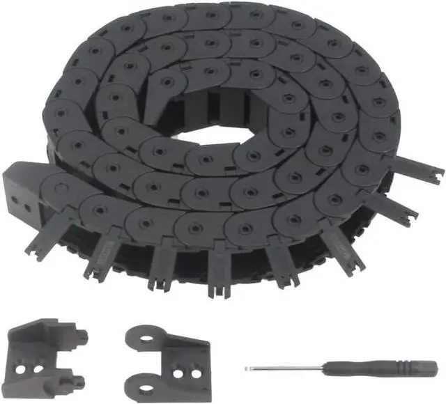 Alt view image 2 of 7 - Zeberoxyz 15x20mm Drag Chain Length 1Meter Open Type Black Plastic Cable Carrier R28 with 1Kit End Connectors for 3D Printer and CNC Machines