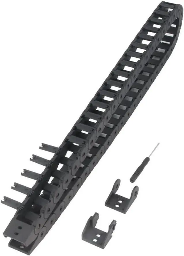 Alt view image 3 of 7 - Zeberoxyz 15x20mm Drag Chain Length 1Meter Open Type Black Plastic Cable Carrier R28 with 1Kit End Connectors for 3D Printer and CNC Machines