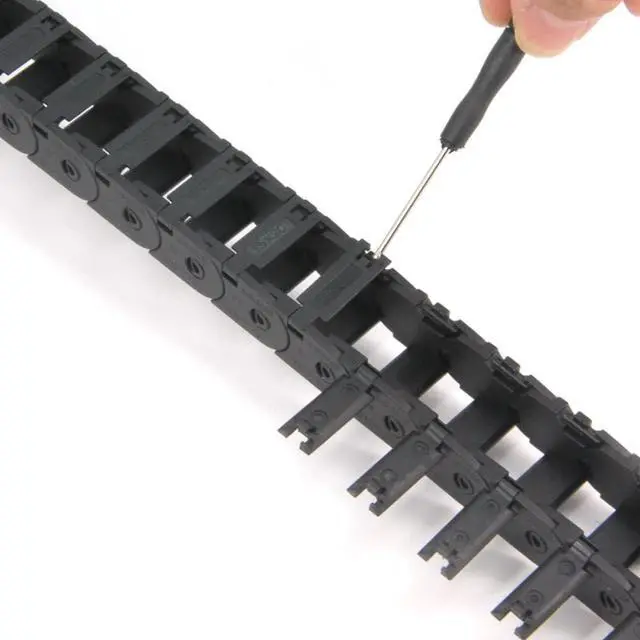 Alt view image 4 of 7 - Zeberoxyz 15x20mm Drag Chain Length 1Meter Open Type Black Plastic Cable Carrier R28 with 1Kit End Connectors for 3D Printer and CNC Machines