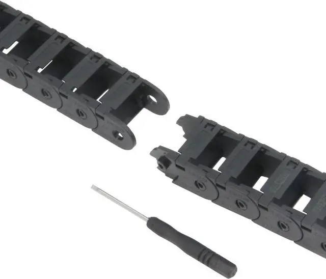 Alt view image 7 of 7 - Zeberoxyz 15x20mm Drag Chain Length 1Meter Open Type Black Plastic Cable Carrier R28 with 1Kit End Connectors for 3D Printer and CNC Machines