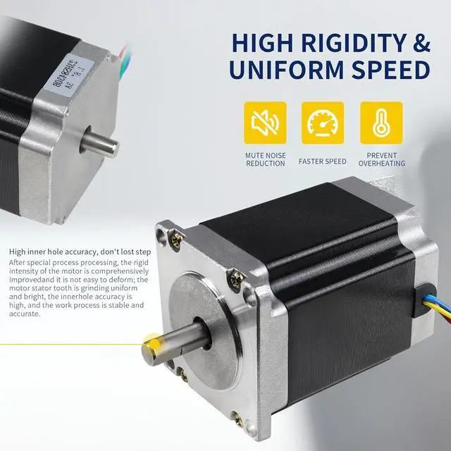 Alt view image 3 of 7 - Nema23 Stepper Motor 76mm Dual Shaft 3A 270oz-in 4 Lead Wire for CNC Router Engraving Milling/3D Printer