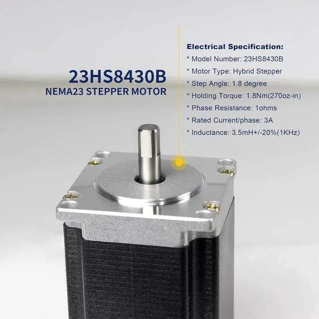 Alt view image 5 of 7 - Nema23 Stepper Motor 76mm Dual Shaft 3A 270oz-in 4 Lead Wire for CNC Router Engraving Milling/3D Printer