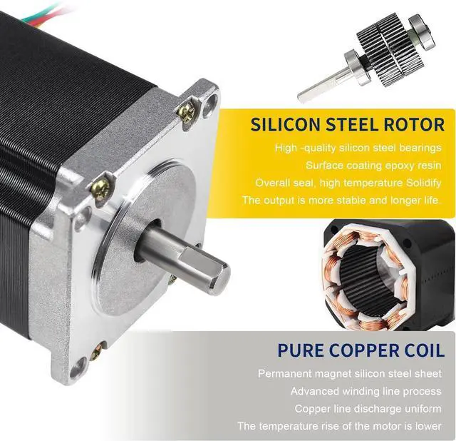 Alt view image 7 of 7 - Nema23 Stepper Motor 76mm Dual Shaft 3A 270oz-in 4 Lead Wire for CNC Router Engraving Milling/3D Printer