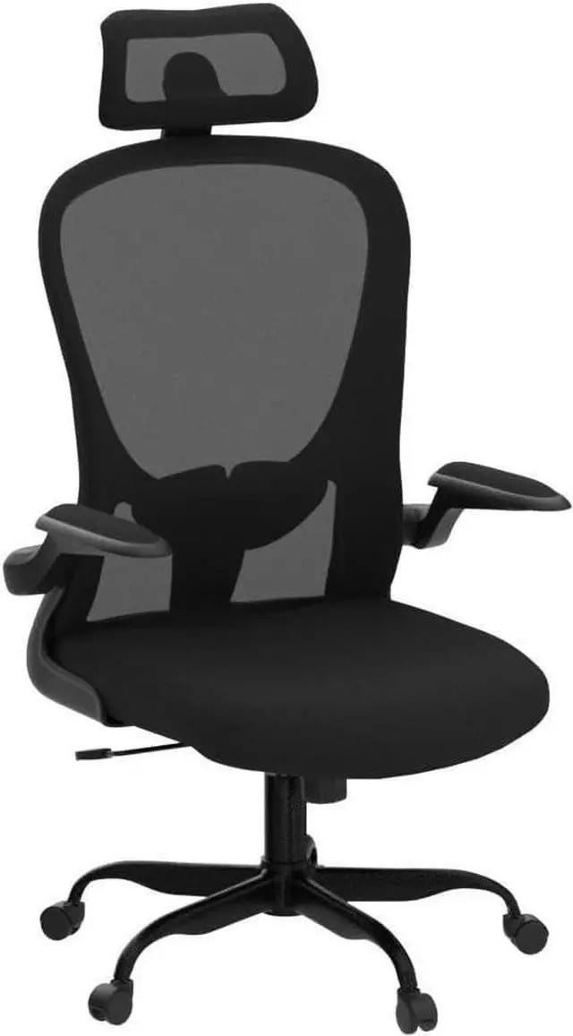 Alt view image 5 of 7 - Office Chair, High Back Ergonomic Desk Chair, Breathable Mesh Desk Chair with Adjustable Lumbar Support and Headrest, Swivel Task Chair with flip-up Armrests, Executive Chair for Home Office