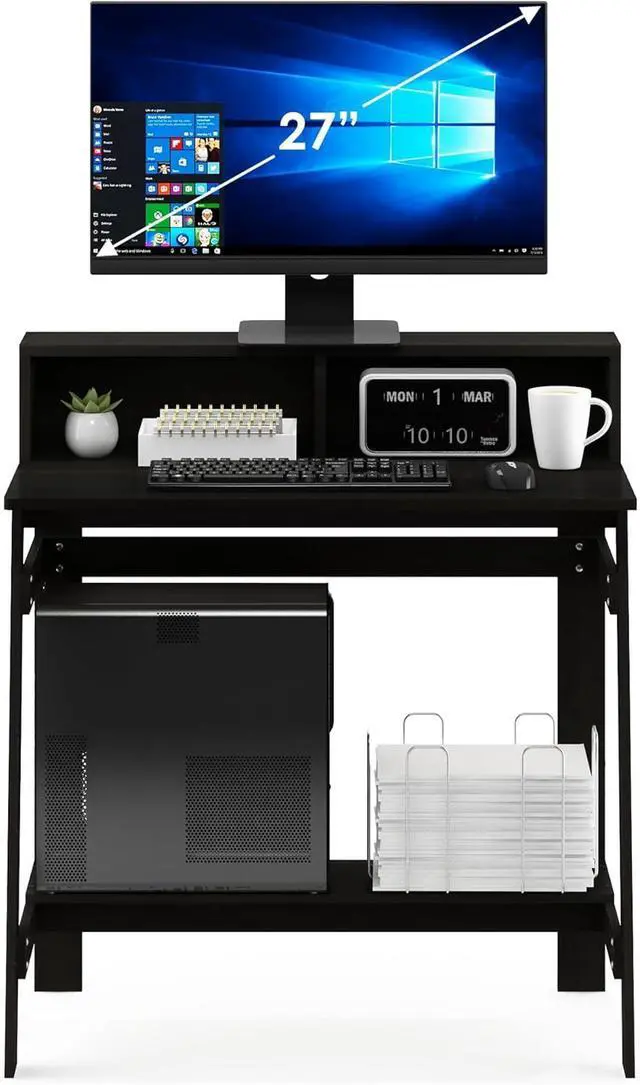 Alt view image 6 of 7 - Furinno Simplistic a Frame Computer Desk, Espresso