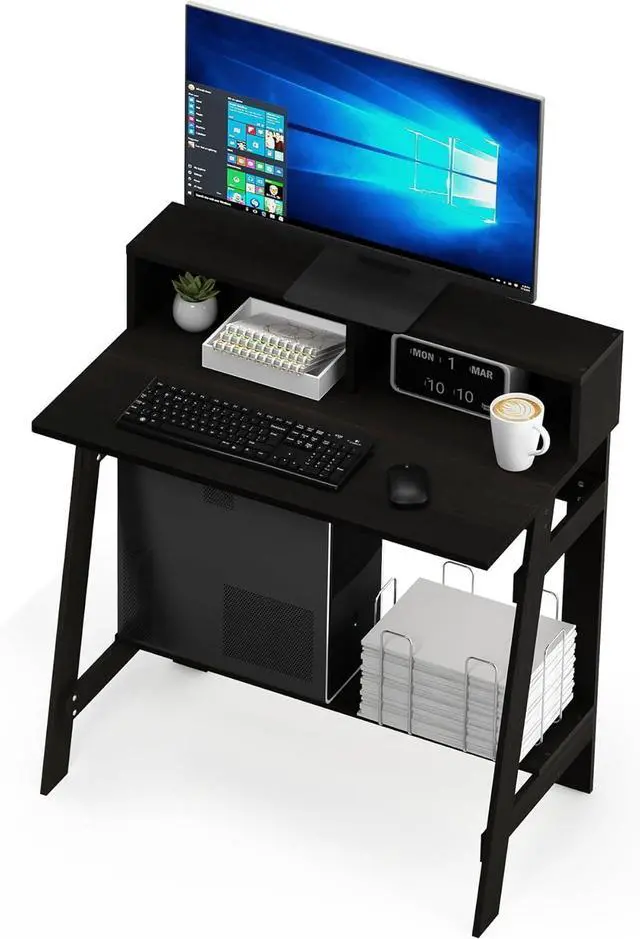 Alt view image 7 of 7 - Furinno Simplistic a Frame Computer Desk, Espresso
