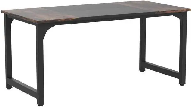 Alt view image 4 of 7 - Tribesigns 63 Executive Desk, Large Office Computer Desk with Thicken Frame, Modern Simple Workstation Business Furniture for Home Office, Rustic Brown/Black