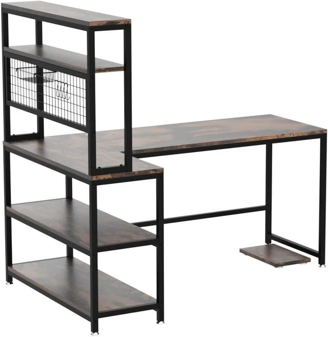 Alt view image 4 of 7 - Tribesigns 55" Computer Desk Large Office Desk Study Table (Brown)
