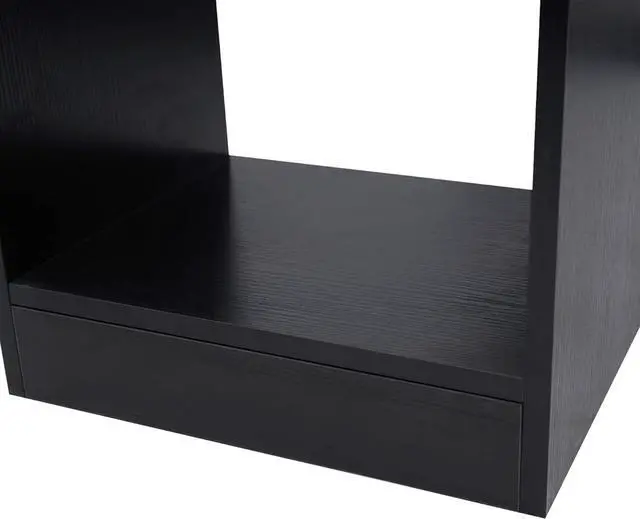 Alt view image 7 of 7 - HOMCOM 55" 360° Rotating Corner Computer Desk Modern L-Shaped Home Office Workstation with 3-Tier Storage Shelves, Bookshelf, Black