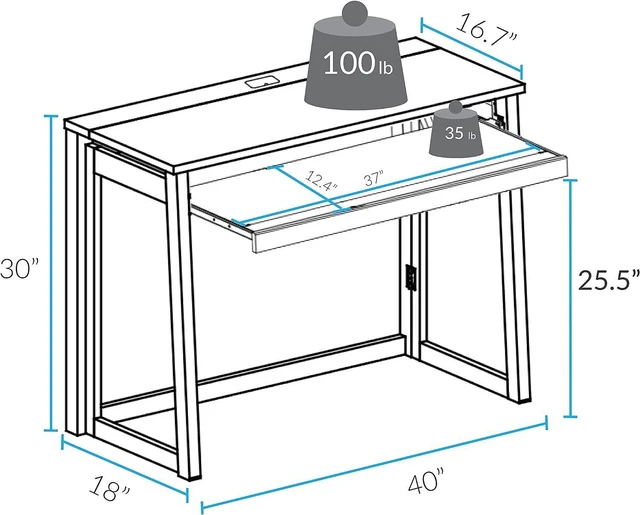 Alt view image 3 of 7 - Casual Home Folding Desk with Pull-Out & USB Ports