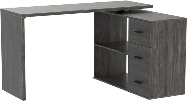 Alt view image 5 of 7 - HSH 55-76 Inch Dark Grey L Shaped Desk,Corner Desk with Storage Drawers