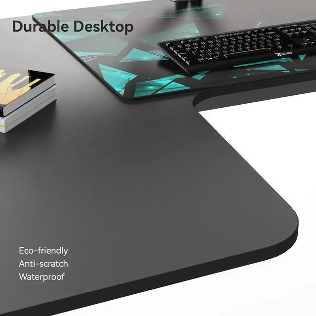 Alt view image 7 of 7 - Eureka Ergonomic L Shaped Gaming Desk, 61 Inch Corner Computer Desk, Modern Office Study Writing Desk, Home Gaming Table with Mouse Pad & Cable Management, Sturdy Metal Frame, Easy to Assembly, Left