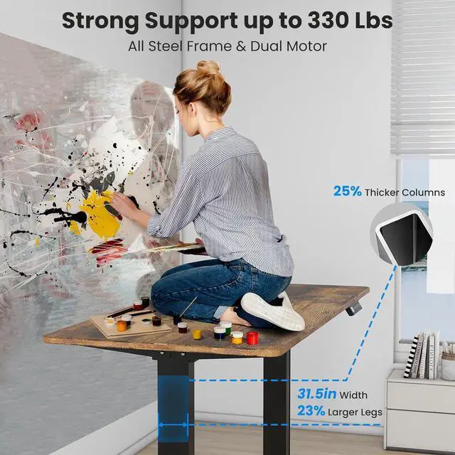 Alt view image 4 of 7 - Dual Motor Standing Desk Frame- Height Adjustable Electric Desk Legs, Heavy Duty Sit to Stand Up Desk Base, 4 Memory Settings Controller for Adjustable DIY Desktop, Over 300 lbs Load Capacity