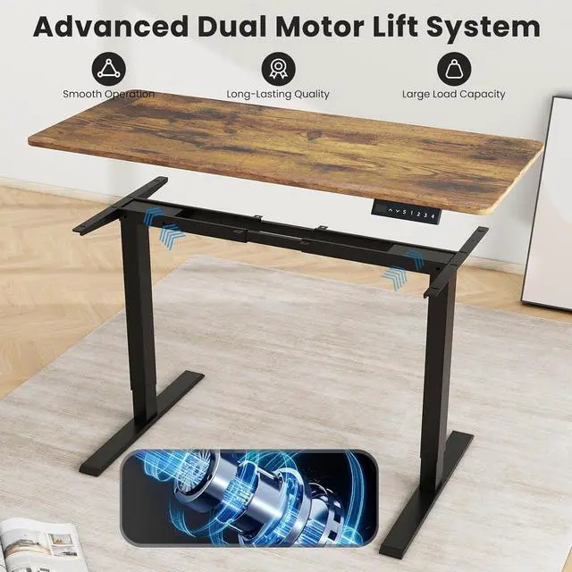 Alt view image 5 of 7 - Dual Motor Standing Desk Frame- Height Adjustable Electric Desk Legs, Heavy Duty Sit to Stand Up Desk Base, 4 Memory Settings Controller for Adjustable DIY Desktop, Over 300 lbs Load Capacity