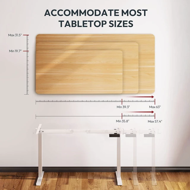 Alt view image 2 of 7 - SANODESK Single Motor 2 Stage Electric Height Adjustable Standing Desk Frame Heavy Duty 176lbs Load Capacity for Home Office (White Frame Only)