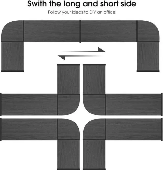 Alt view image 4 of 7 - ivinta L-Shaped Desk with Keyboard Tray and CPU Stand, 58" Modern Reversible Corner Computer Desk for Small Spaces Living Room Bedroom Home Office, 7112 (Black)