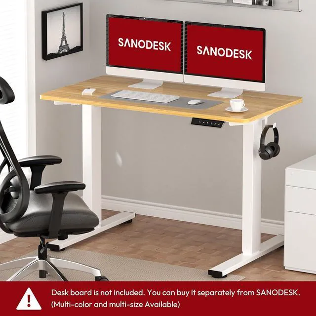Alt view image 4 of 7 - SANODESK Single Motor 2 Stage Electric Height Adjustable Standing Desk Frame Heavy Duty 176lbs Load Capacity for Home Office (White Frame Only)