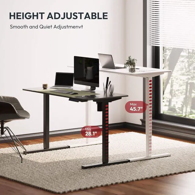Alt view image 3 of 7 - SANODESK Single Motor 2 Stage Electric Height Adjustable Standing Desk Frame Heavy Duty 176lbs Load Capacity for Home Office (White Frame Only)