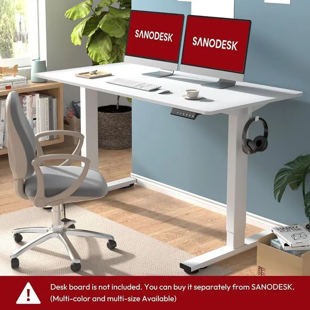 Alt view image 5 of 7 - SANODESK Single Motor 2 Stage Electric Height Adjustable Standing Desk Frame Heavy Duty 176lbs Load Capacity for Home Office (White Frame Only)