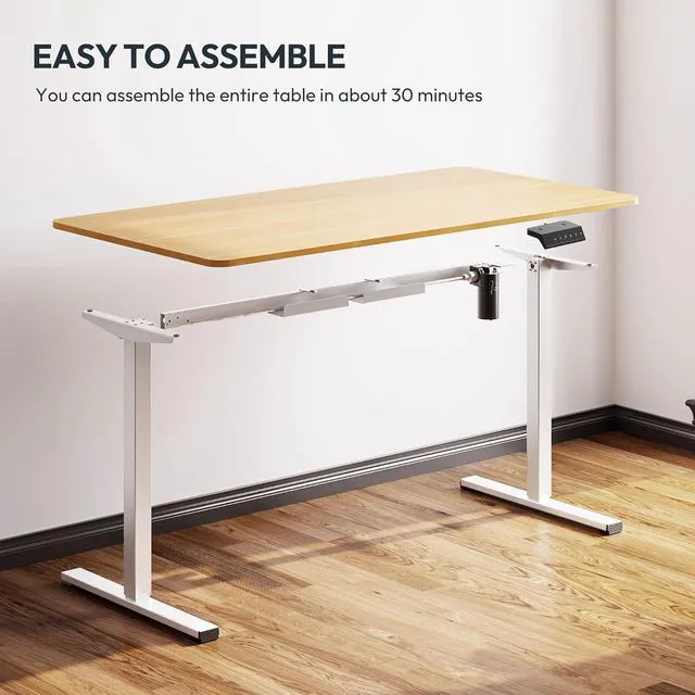 Alt view image 7 of 7 - SANODESK Single Motor 2 Stage Electric Height Adjustable Standing Desk Frame Heavy Duty 176lbs Load Capacity for Home Office (White Frame Only)