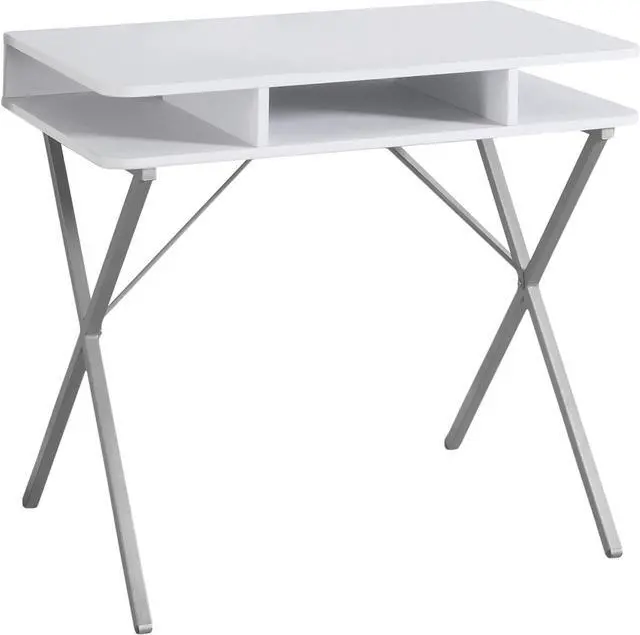 Main image of Monarch Specialties I 7100 Computer Desk, Home Office, Laptop, Storage Shelves, 31" L, Work, Metal, Laminate, White, Grey, Contemporary, Modern