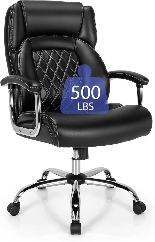 Main image of POWERSTONE Big and Tall Office Chair - 500LBS High Back Executive Desk Chair Adjustable PU Leather Computer Chair Home Office Extra Wide Swivel Task Chair for Heavy People Adults Black