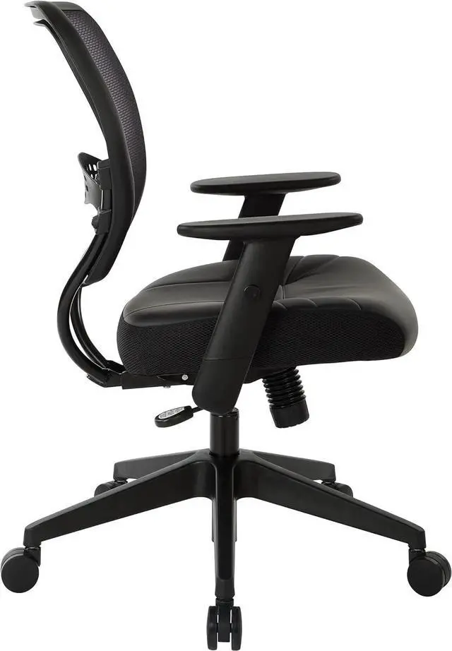 Alt view image 5 of 7 - SPACE Seating Professional AirGrid Dark Back and Padded Black Eco Leather Seat, 2-to-1 Synchro Tilt Control, Adjustable Arms and Tilt Tension with Nylon Base Managers Chair