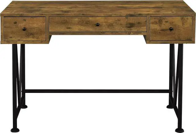 Alt view image 7 of 7 - Coaster Home Furnishings Analiese Rustic 47-Inch 3-Drawer Home Office Computer Writing Desk Study Table with Storage Engineered Eco-Friendly Wood Look Laminate Sturdy Steel Rustic Nutmeg 801541