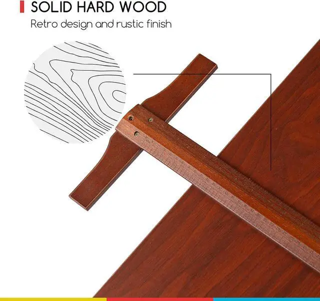 Alt view image 6 of 6 - MEEDEN Wood Drafting Table,Artist Drawing Table with Height Adjustable & Tilting Large Surface Tabletop,Studio Painting Table,Art Craft Desk for Writing,Reading,Working Desk,Walnut Color