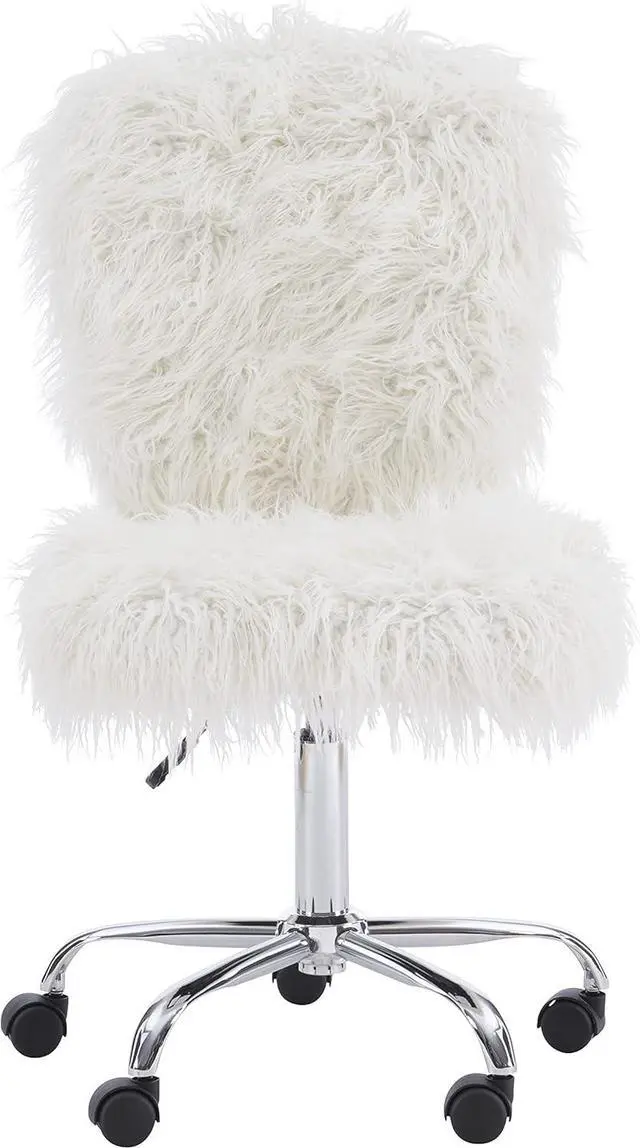 Alt view image 4 of 7 - Linon Cora Faux Flokati Armless Office Chair, White