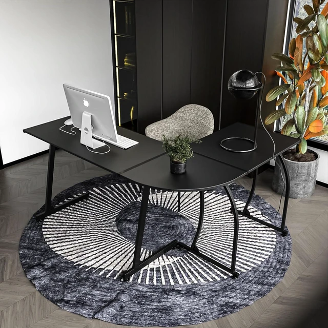 Alt view image 3 of 7 - ZENY 58'' L-Shaped Gaming Desk Computer Corner Desk Reversible Table Home Office Desk PC Workstation Study Writing Desk Wood & Steel