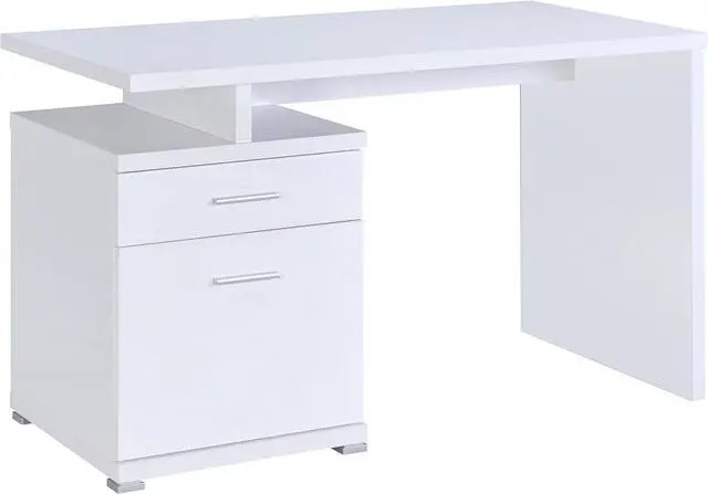 Main image of Coaster Home Furnishings - Irving - Engineered Wood - 2-Drawer Computer Desk with File Cabinet, Rectangular Desk with Smooth Top, and Plastic Glides - Home Office - 47-Inch - White - 800110