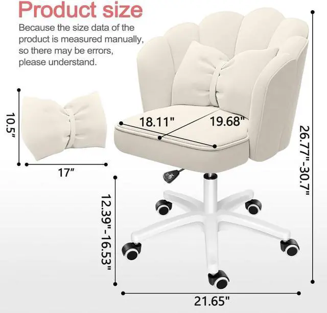 Alt view image 2 of 7 - Cute Petal Desk Chair Velvet Home Office Butterfly Chairs with Bow Cushion Makeup Vanity Chair for Bedroom Computer Task Chairs