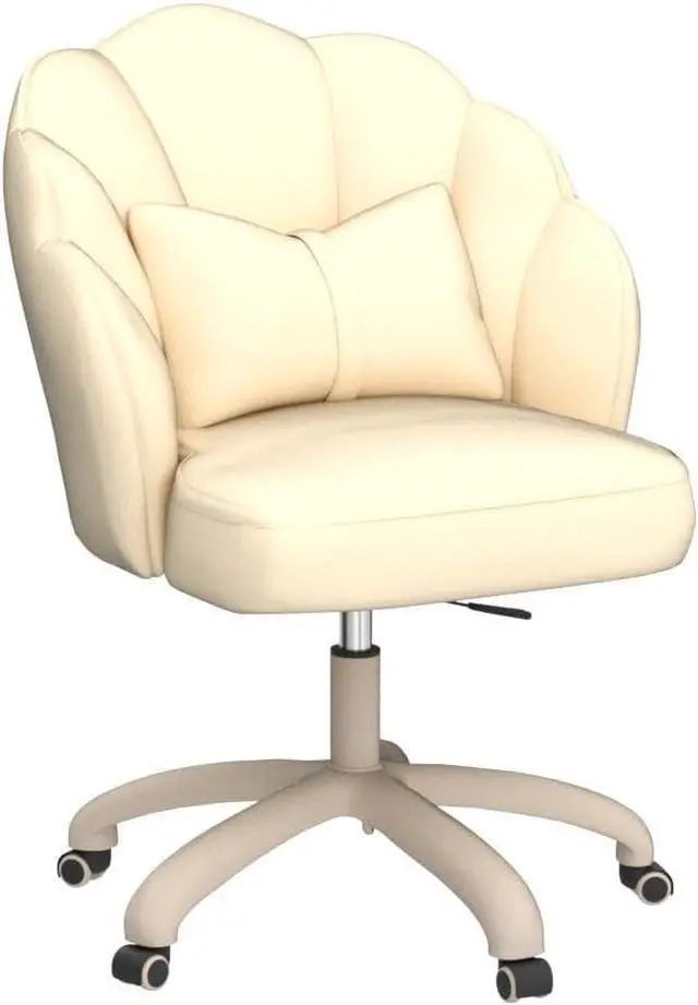 Alt view image 4 of 7 - Cute Petal Desk Chair Velvet Home Office Butterfly Chairs with Bow Cushion Makeup Vanity Chair for Bedroom Computer Task Chairs