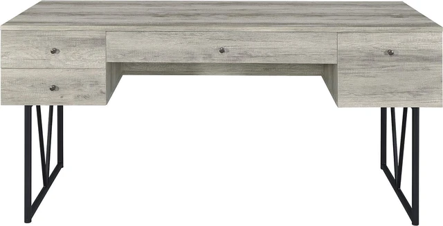 Alt view image 5 of 7 - Coaster Home Furnishings Analiese Rustic 63-Inch 4-Drawer Home Office Computer Writing Desk Study Table with Storage Engineered Eco-Friendly Wood Look Laminate Sturdy Steel Grey Driftwood 801999